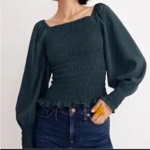 Madewell Lucie Bubble-Sleeve Top Blouse